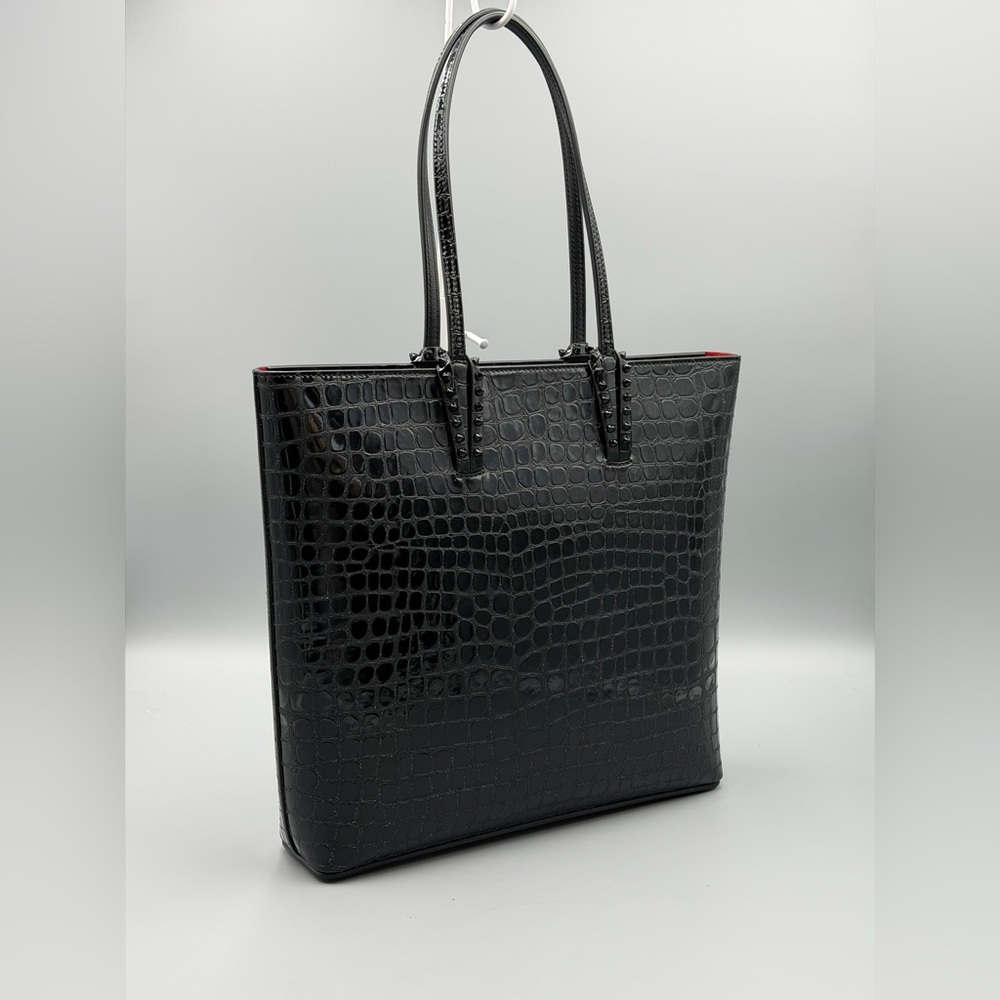 Christian Louboutin Croc Embossed Shiny Leather Tote